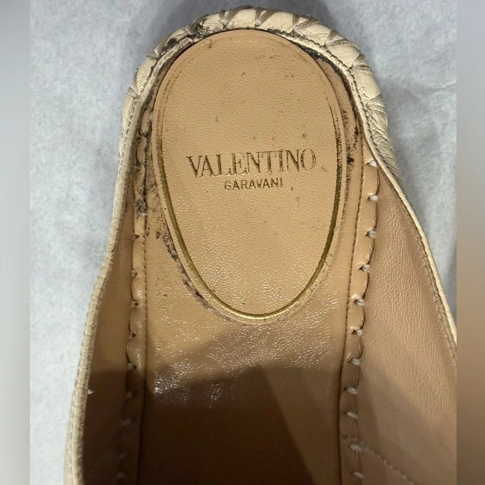 Valentino Garavani VLogo Leather Espadrille Mules Size 41 Made in Italy EUC